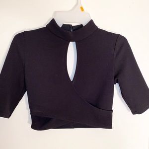 High neck crop top with keyhole cutout
